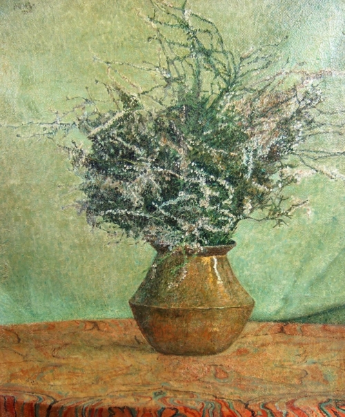 vilmos huszar schilderij heide in een koperen vaas 1910