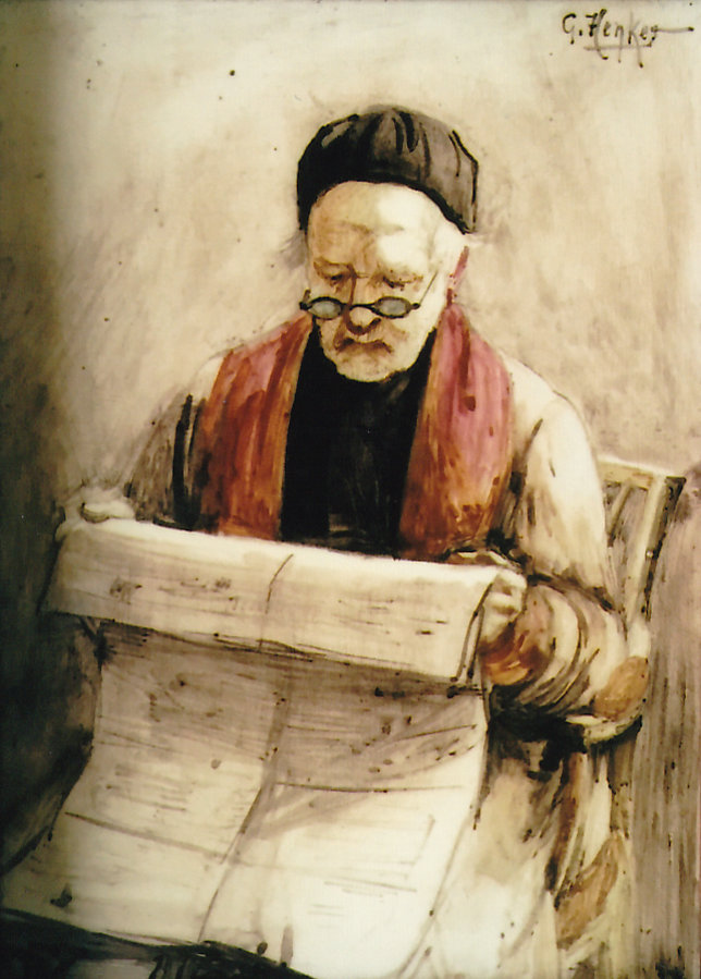 Rozenburg Den Haag lezende oude man schilder Gerke Henkes 1886