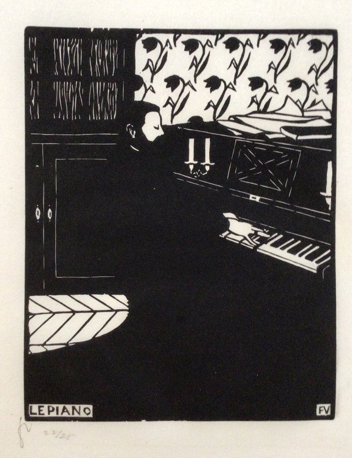 woodcut print felix vallotton le piano circa 1925