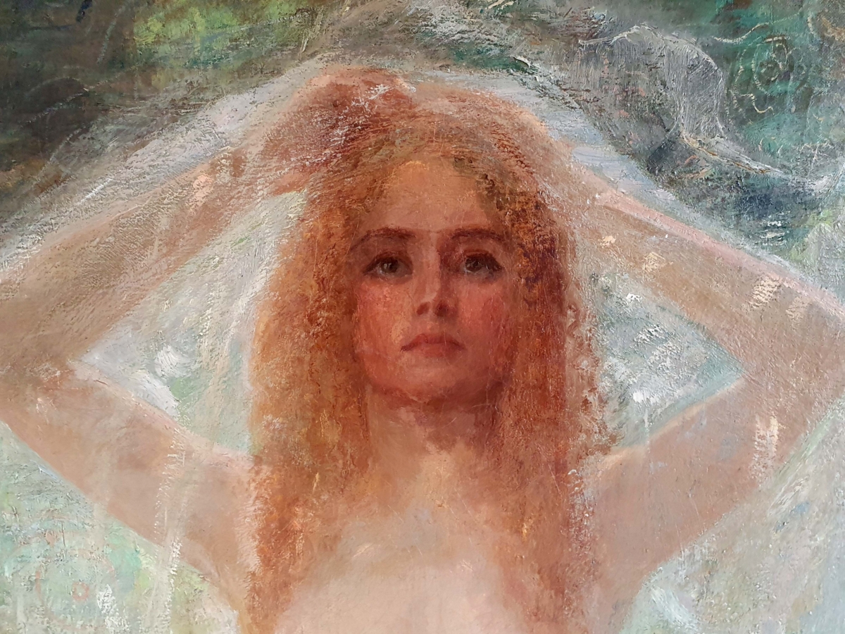 Blommestein Staand naakt met witte lelies 1907 detail